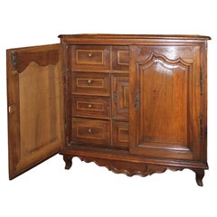 French Walnut Commode with Two Doors and Multiple Inner Drawers Circa 1870