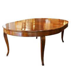Italian Florentine Mid 19th Century Walnut Oval Dining Table with Additional Lea 3