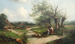 'The Old Oaken Bucket' Oil on Canvas Painting by Andrew W. Melrose