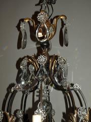 Antique Chandelier. Iron and Crystal Chandelier