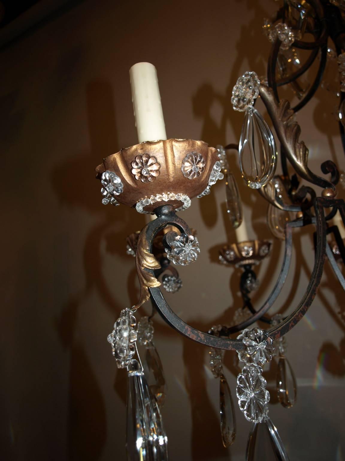 Antique Chandelier. Iron and Crystal Chandelier For Sale 2