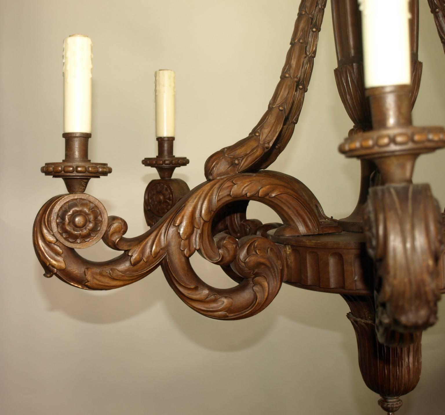 wood carved chandelier