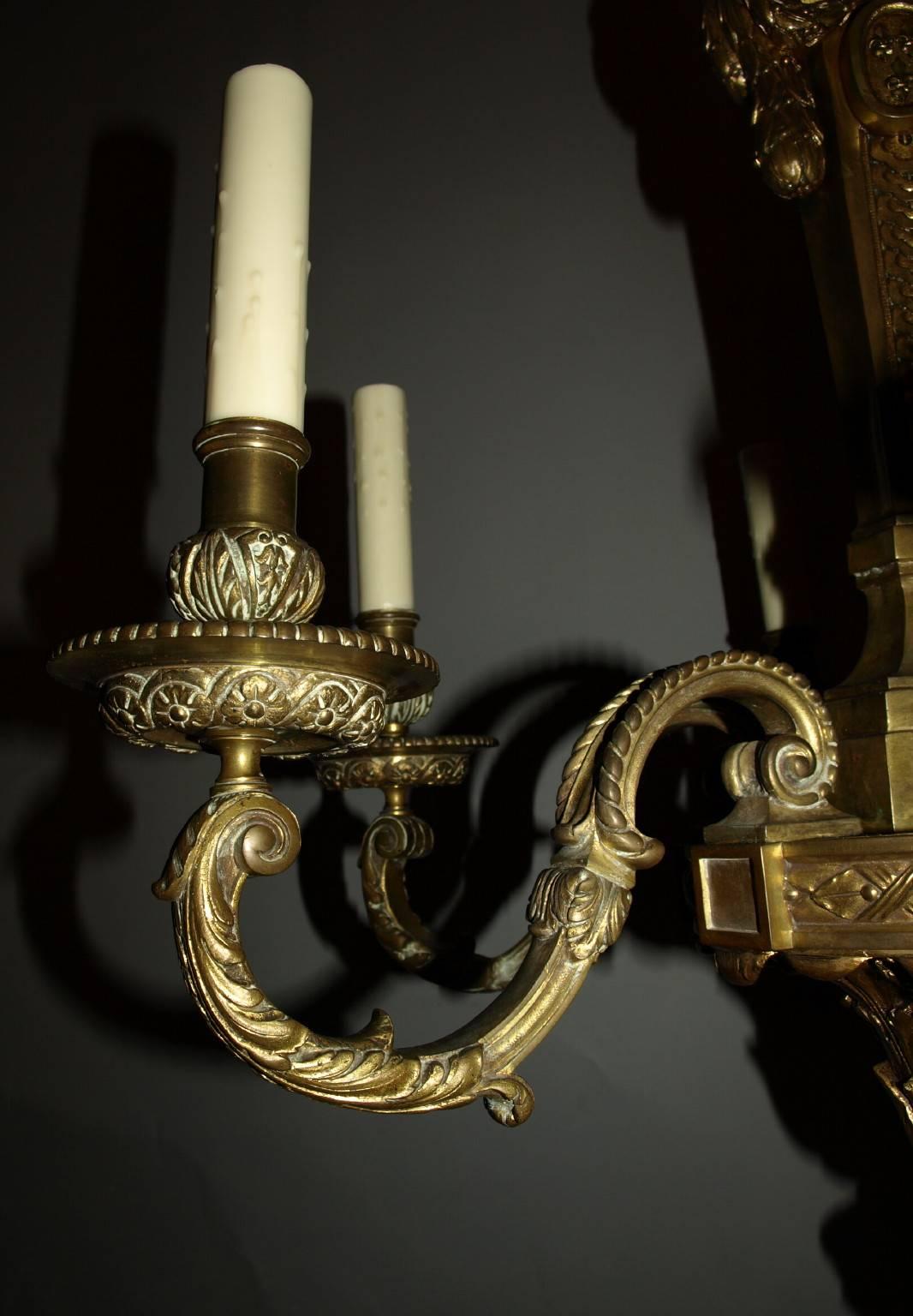 Bronze Antique Chandelier in Louis XVI Style For Sale