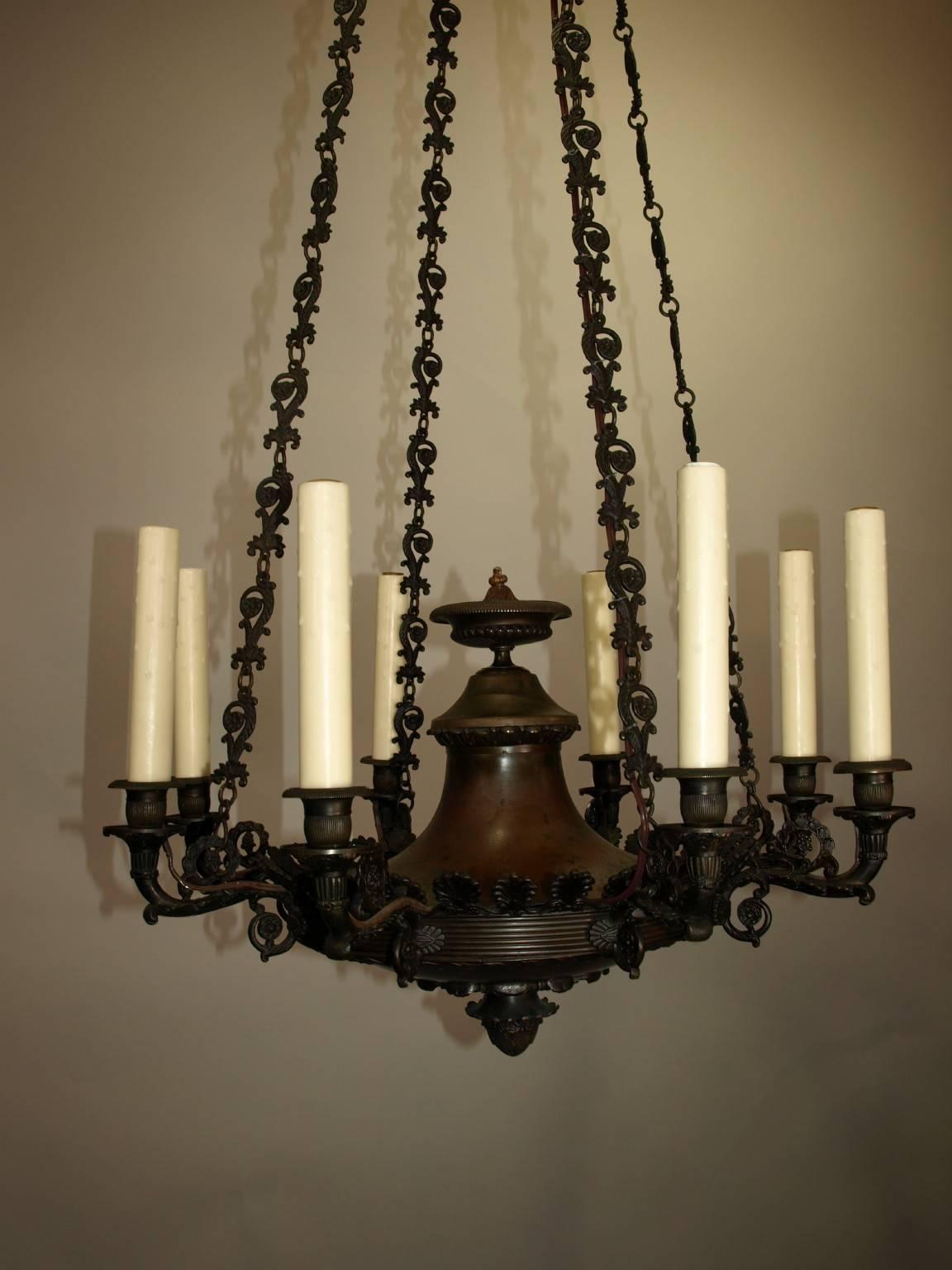 Antique Chandelier, Empire Style Chandelier In Excellent Condition In Atlanta, GA