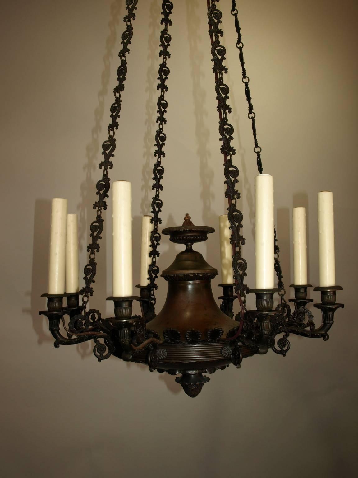 Antique Chandelier, Empire Style Chandelier In Excellent Condition For Sale In Atlanta, GA