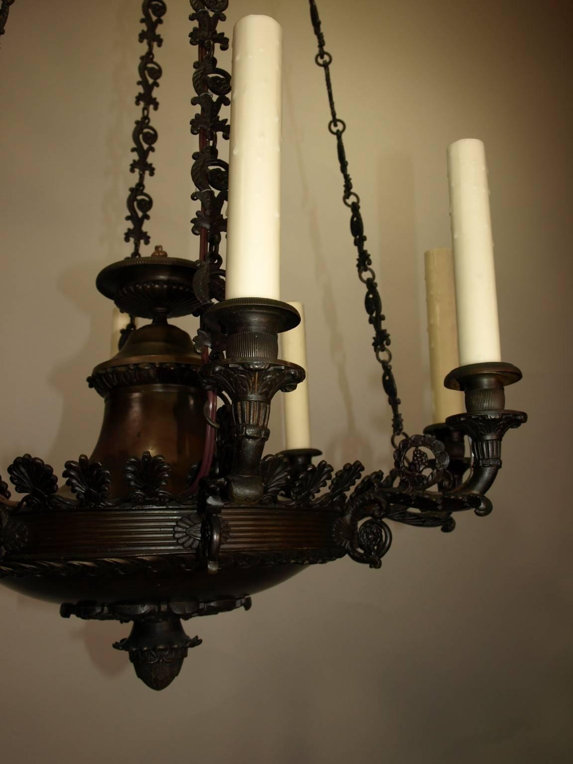 Late 19th Century Antique Chandelier, Empire Style Chandelier For Sale