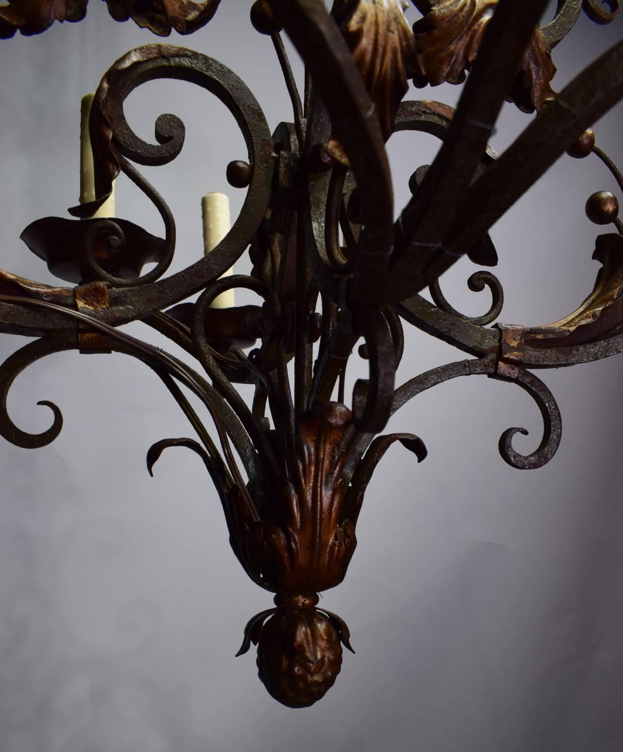 French Antique Chandelier, Iron