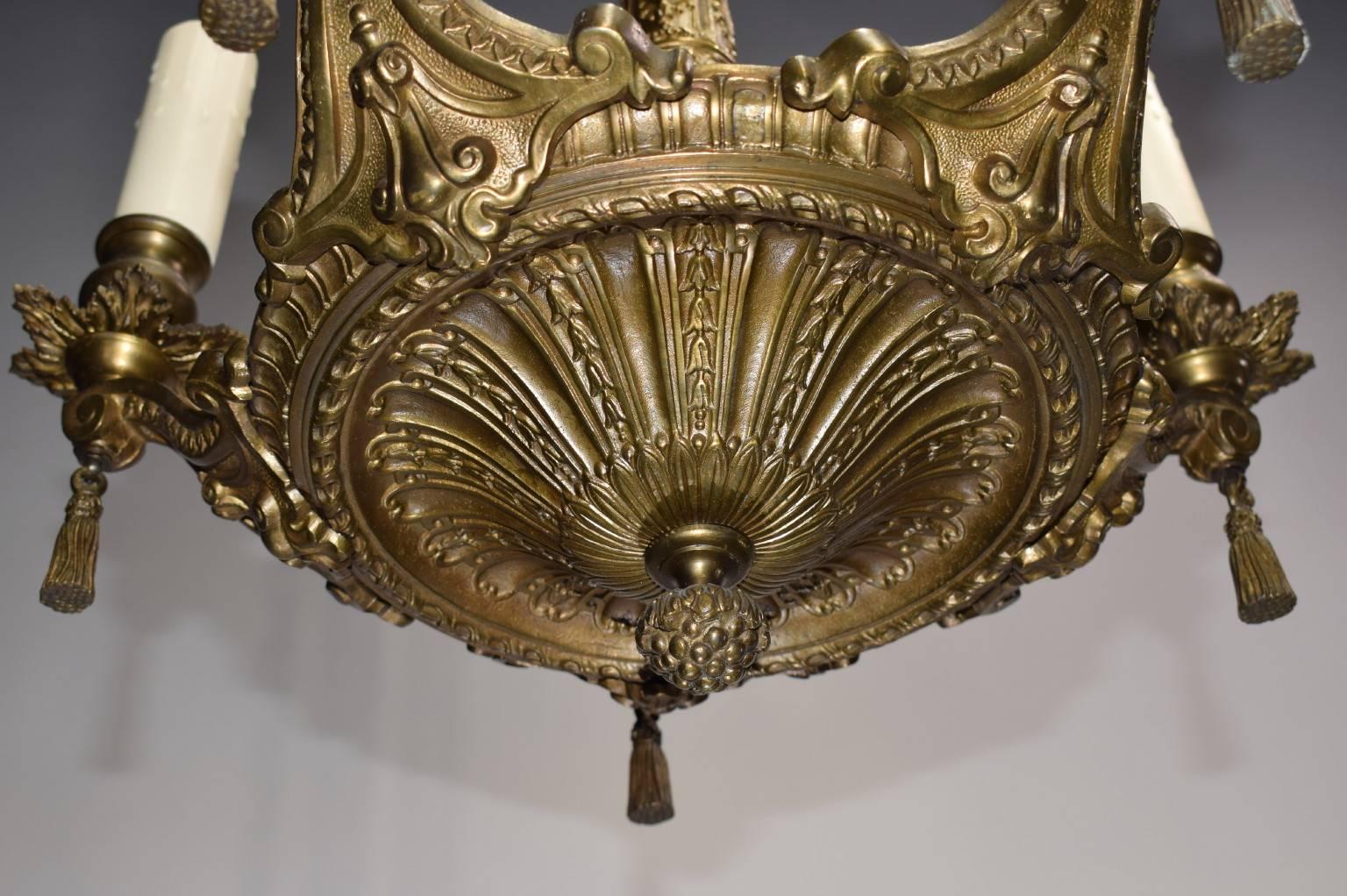 Antique Bronze Chandelier In Excellent Condition In Atlanta, GA