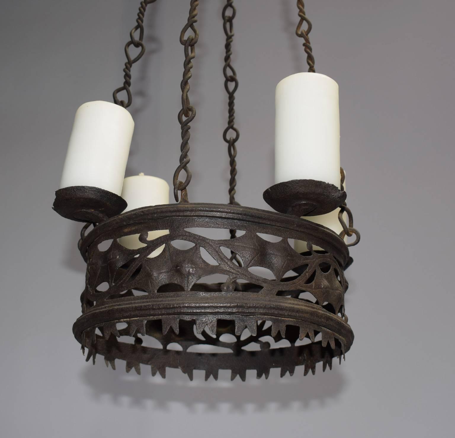 French Antique Chandelier, Iron