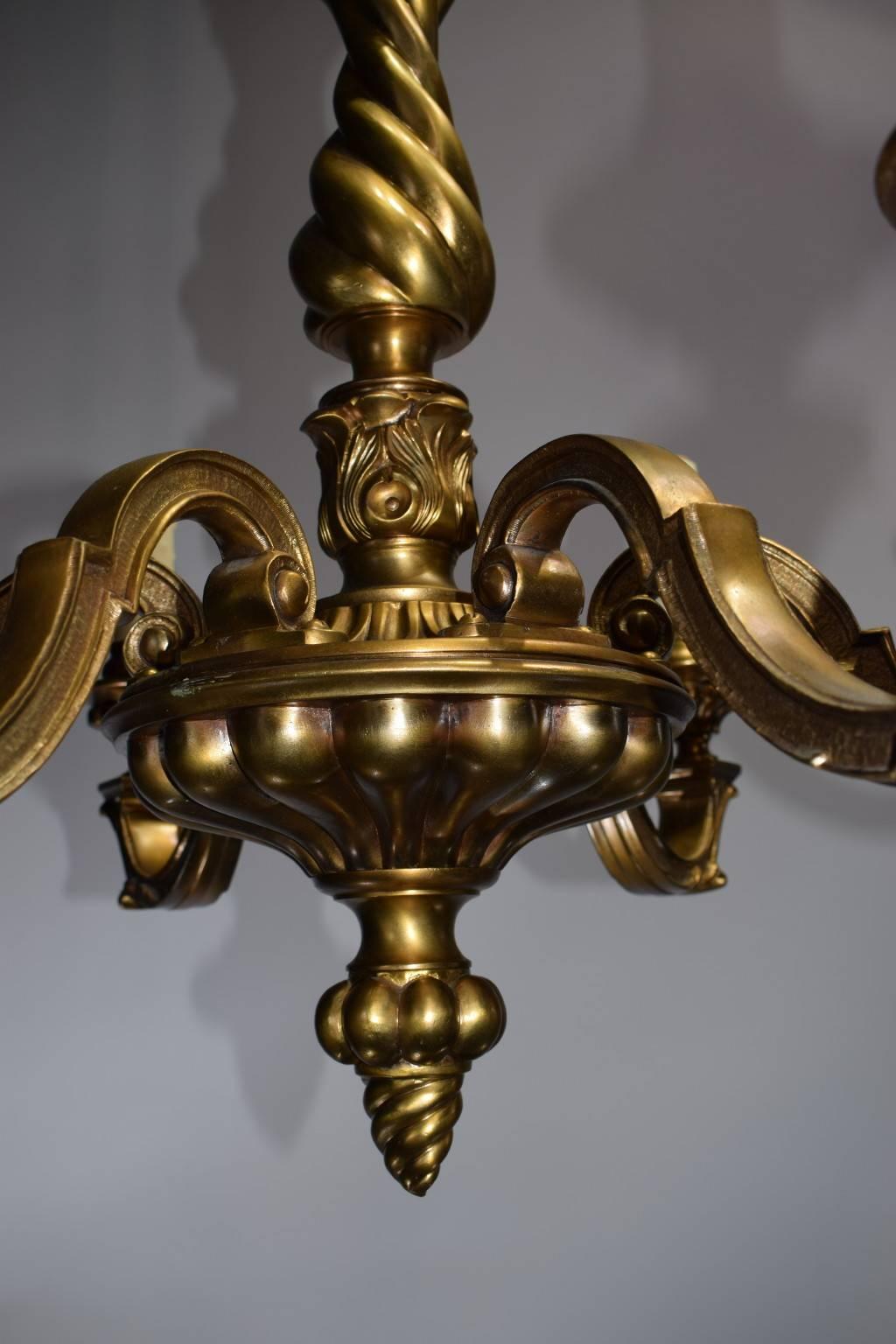 Antique Chandelier, Gilt Bronze In Excellent Condition In Atlanta, GA