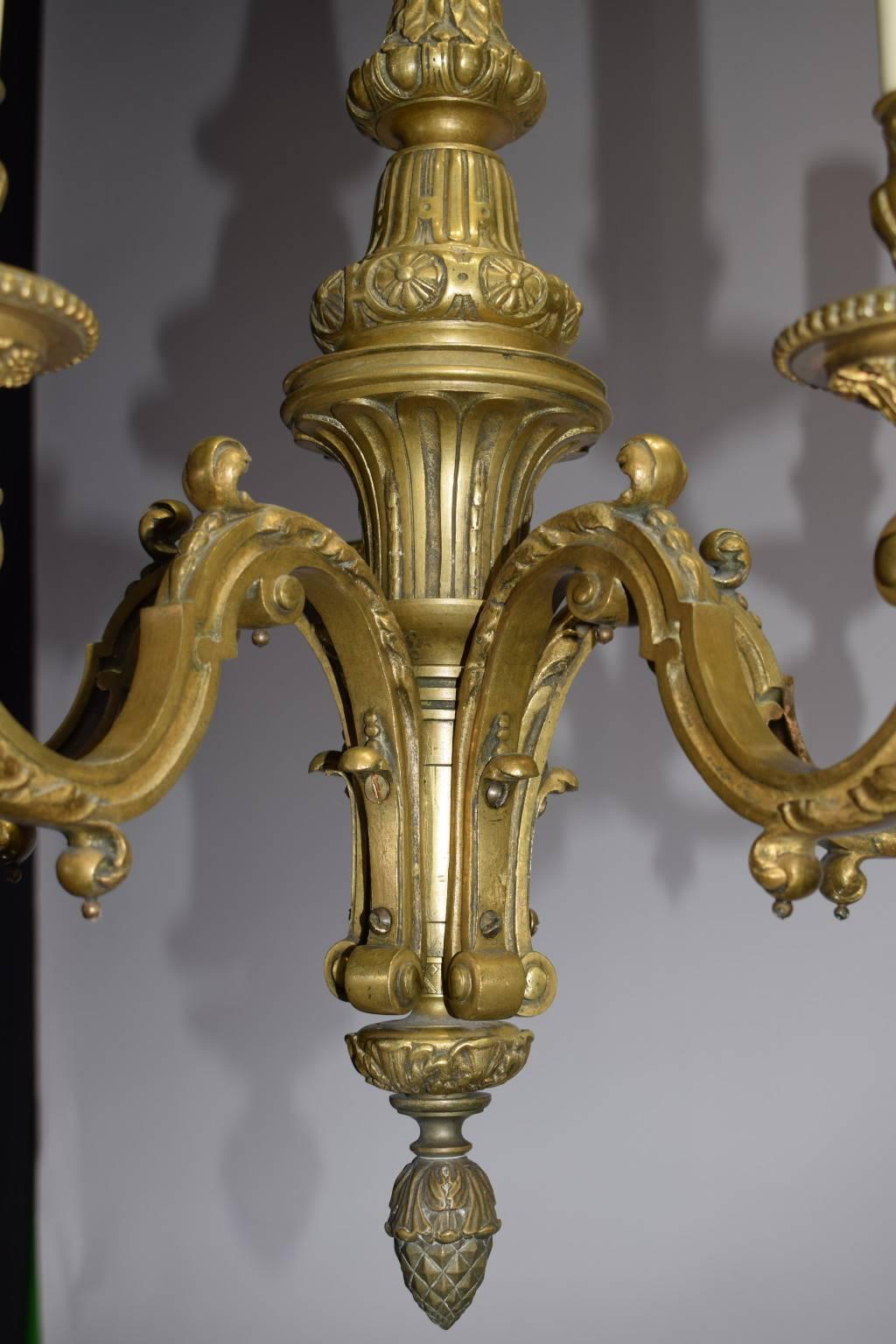 Louis XVI Antique Chandelier, Gilt Bronze