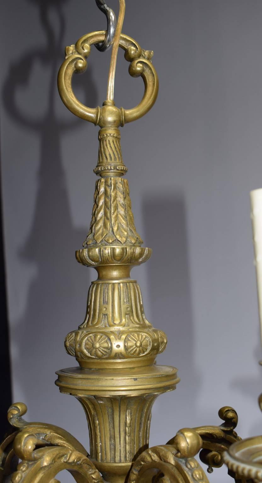 Five-light French gilt bronze petite chandelier.