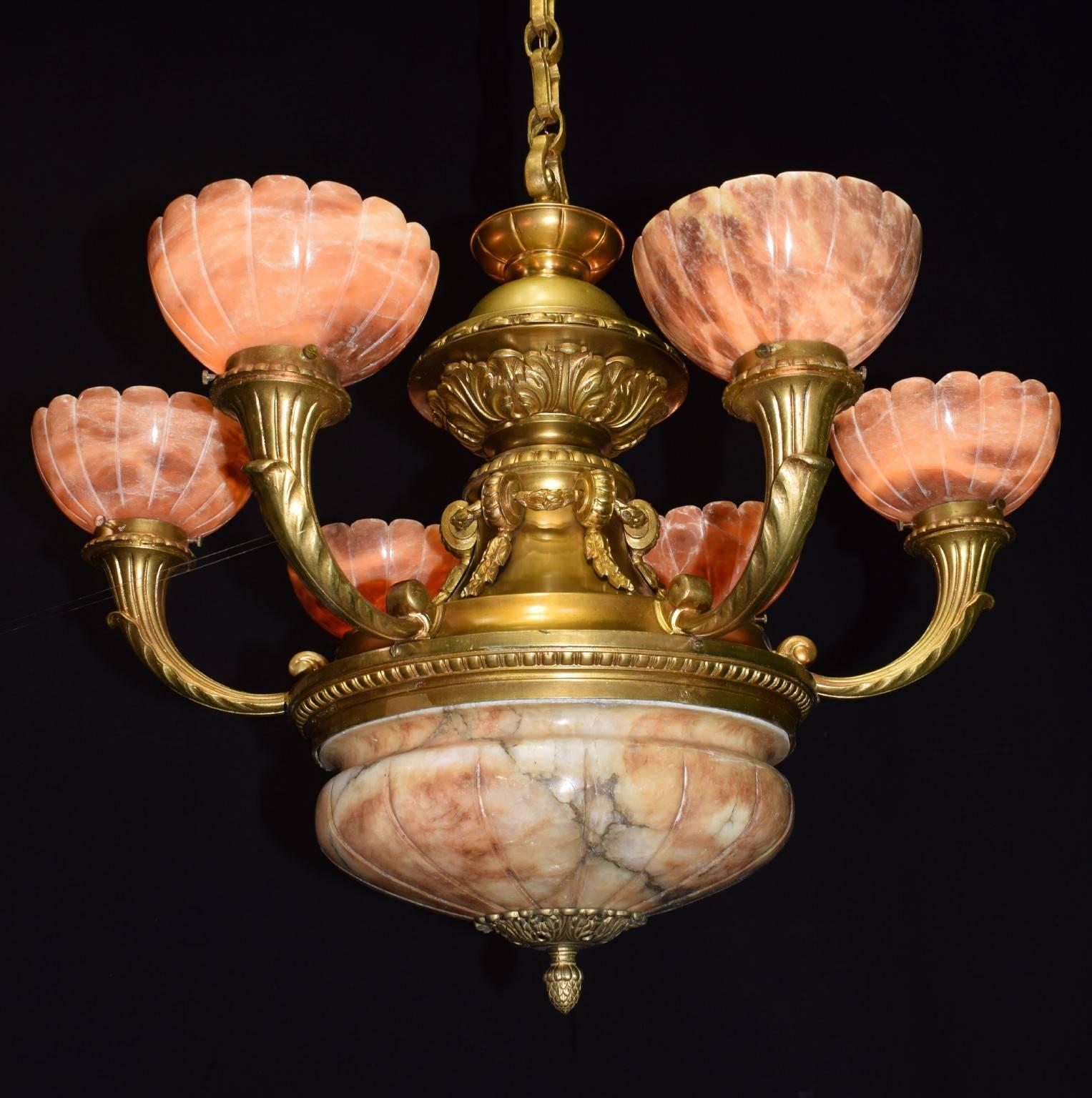 Antique Chandelier, Alabaster For Sale at 1stDibs antique alabaster