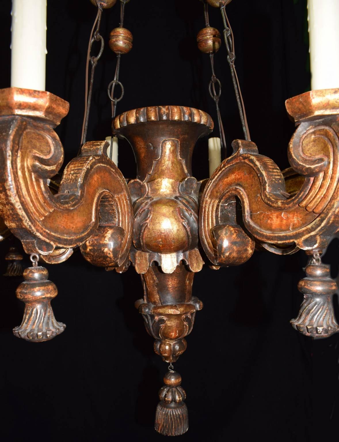 Hand-Carved Antique Chandelier, Venetian