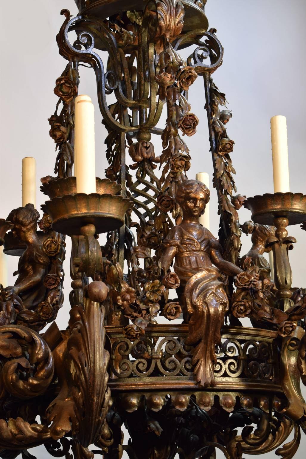 18th Century Iron Chandelier In Excellent Condition For Sale In Atlanta, GA