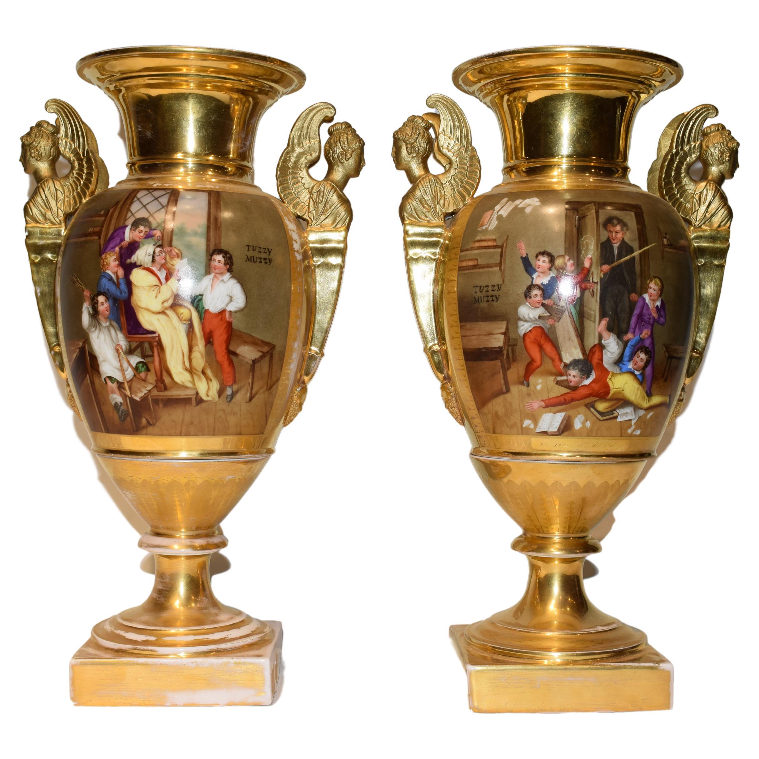 Pair of Old Paris Vases