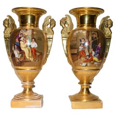 Antique Pair of Old Paris Vases