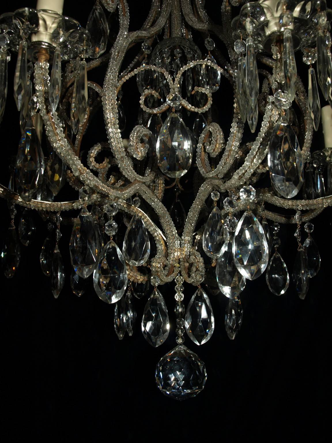 Antique Chandelier. Venetian Chandelier In Excellent Condition For Sale In Atlanta, GA
