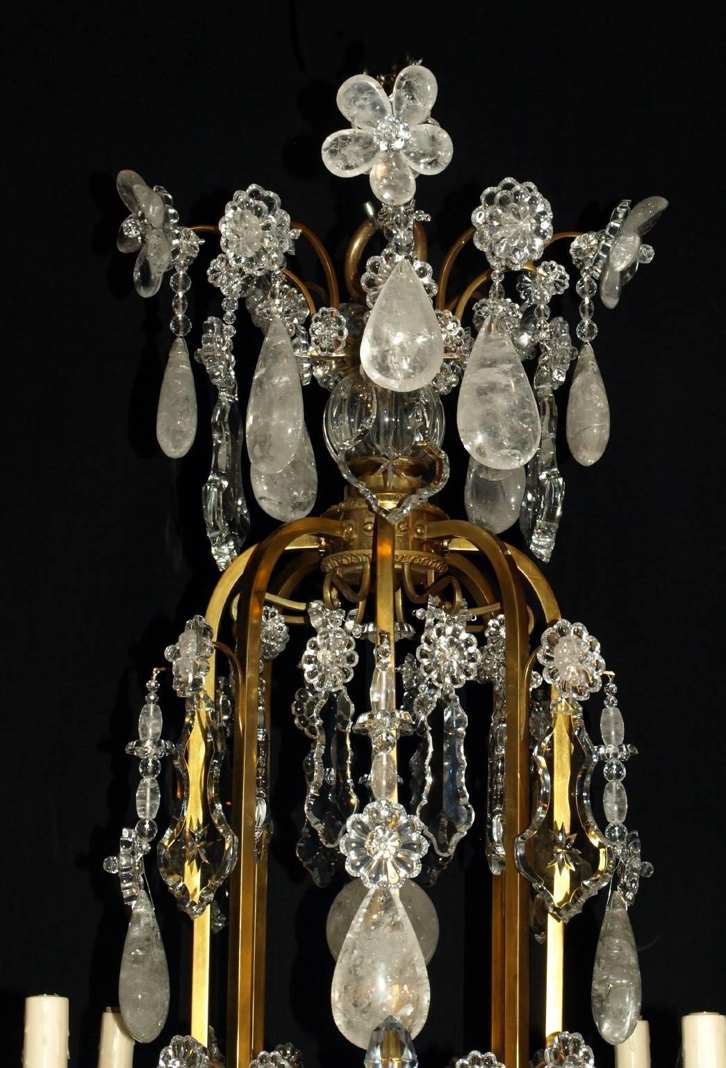 Louis XV gilt bronze and crystal 