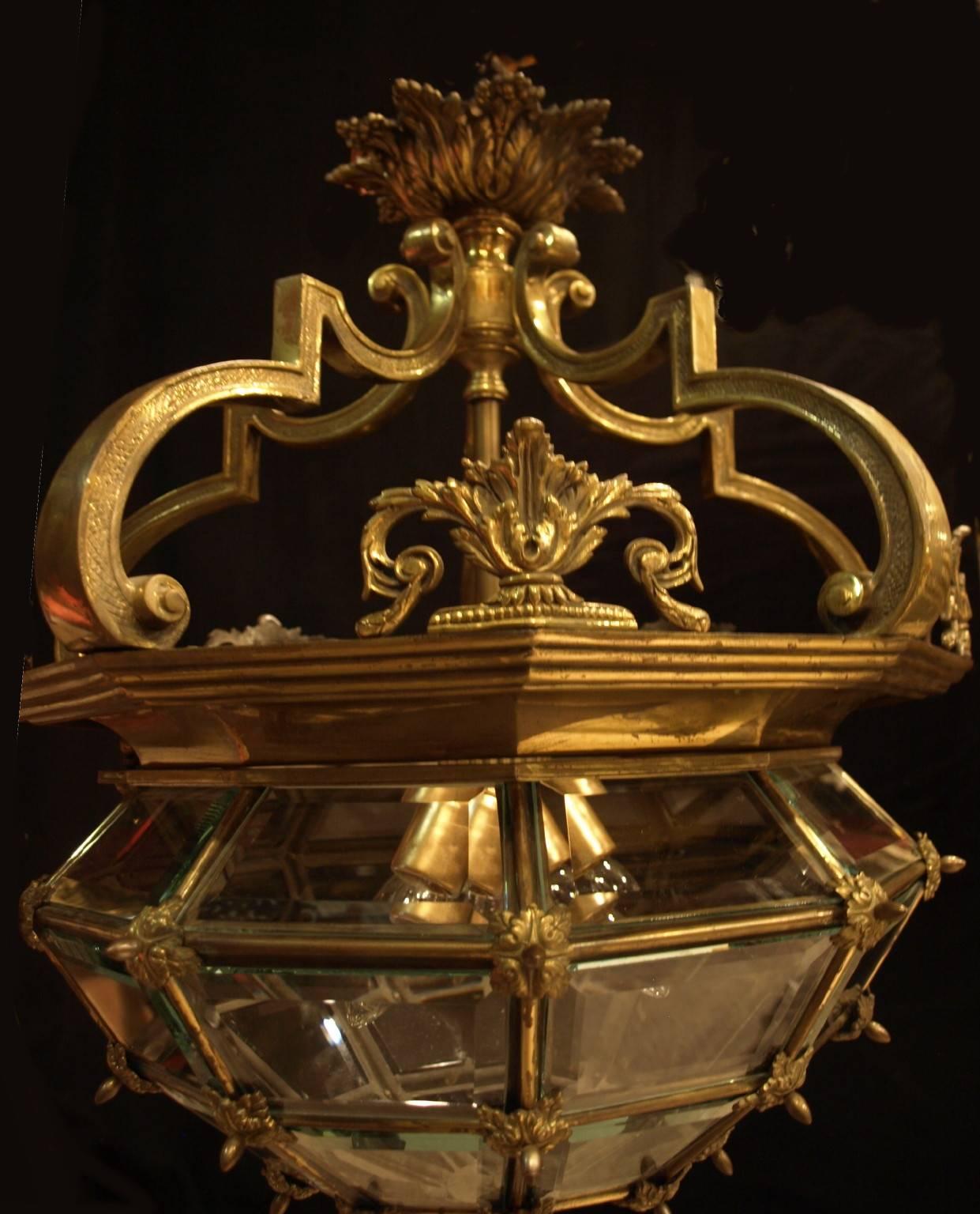 French Antique Chandelier. Lantern Style Plafonnier