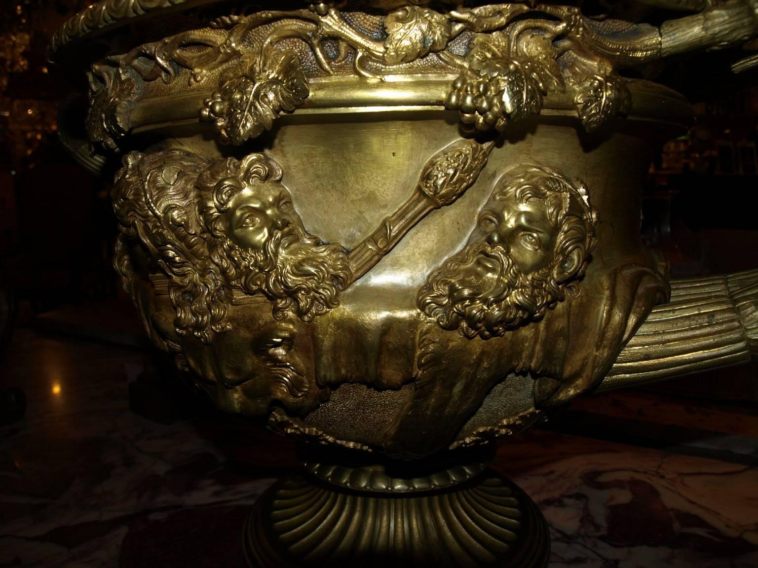 Very finely cast superb 19th century bronze Warwick vase. 