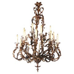 Antique Gilt Bronze Rococo Chandelier with 20 lights