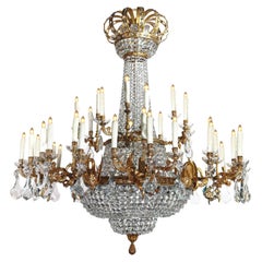 Imposing Gilt Bronze & Crystal Chandelier