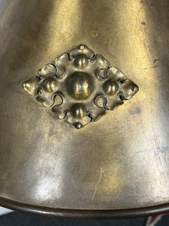 Antique Arts & Crafts Three-Light Billiard Chandelier - Hand Hammered Brass & Br