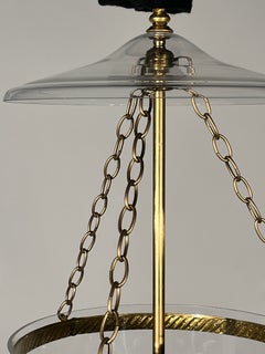 Antique Neoclassical Etched Glass Smoke Bell Lantern