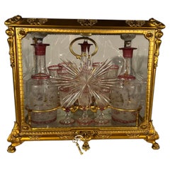 Magnificent Antique Gilt Bronze Liquor Casket by Baccarat.
