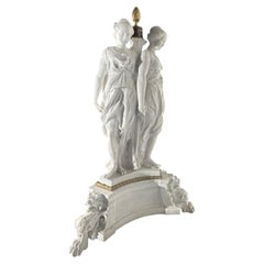 Neoclassical Antique Bisque Lamp Base