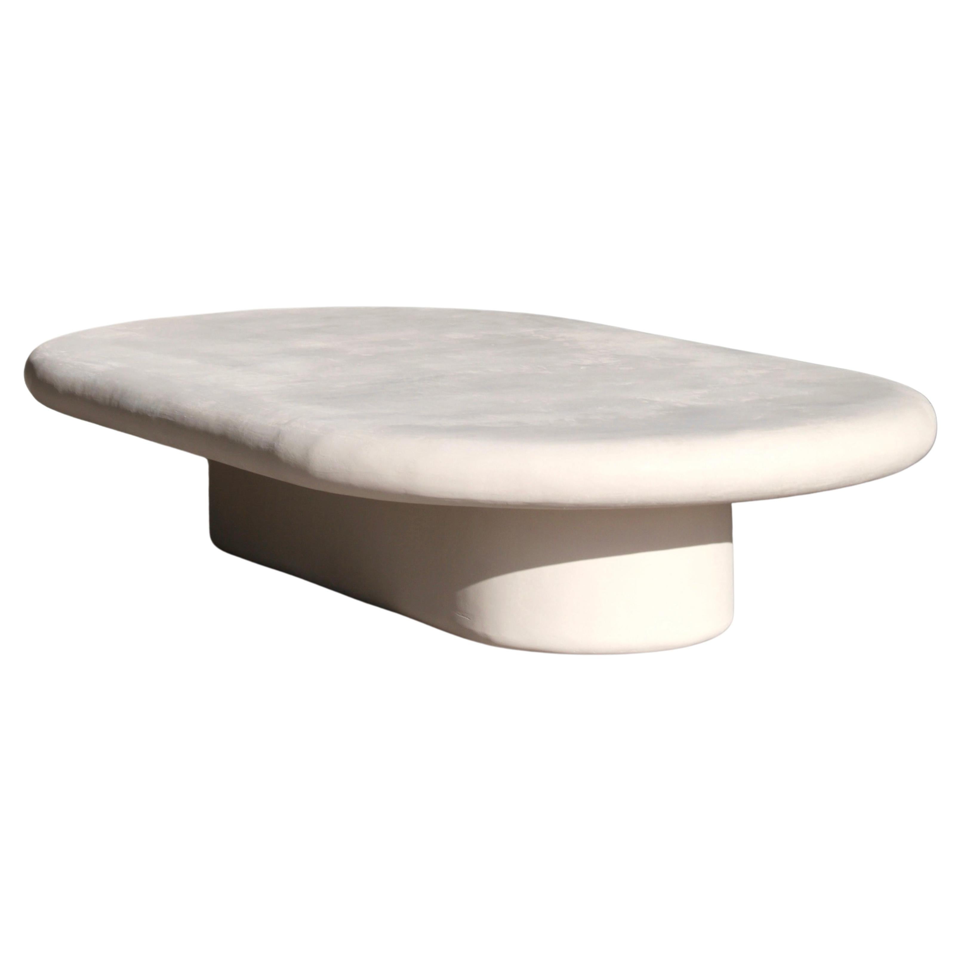 bita 72" organic oval plaster coffee table in gobi by öken house studios For Sale