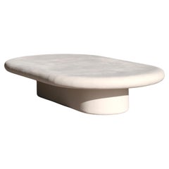 bita 72" organic oval plaster coffee table in gobi by öken house studios