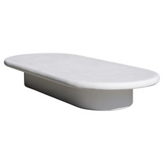 bita 96" organic oval plaster coffee table in salt by öken house studios