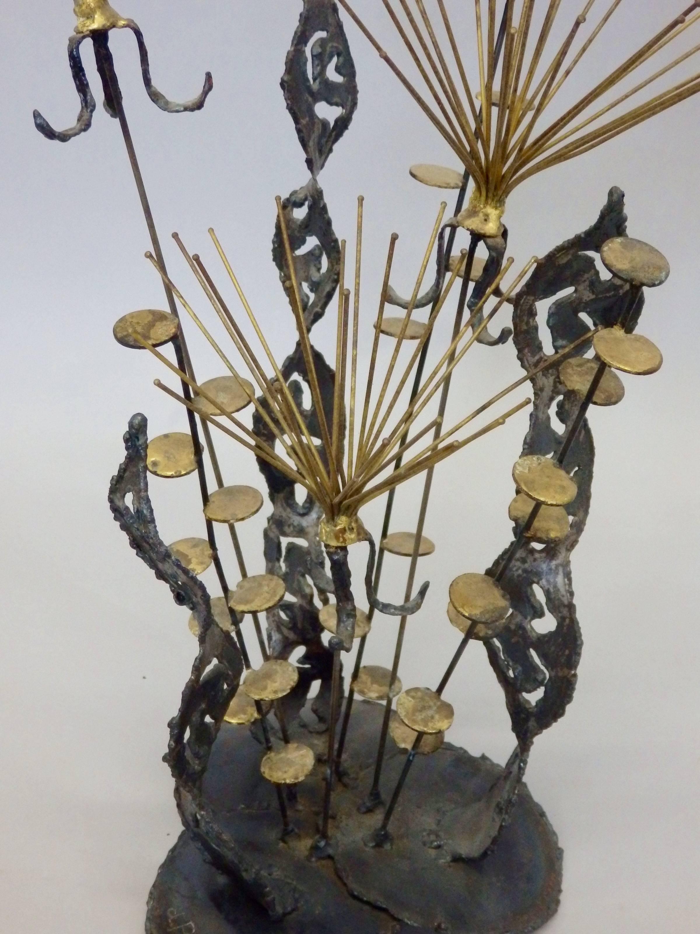 American Torch Cut and Welded Brass on Steel Brutalist Sculpture Signed Pascoe For Sale