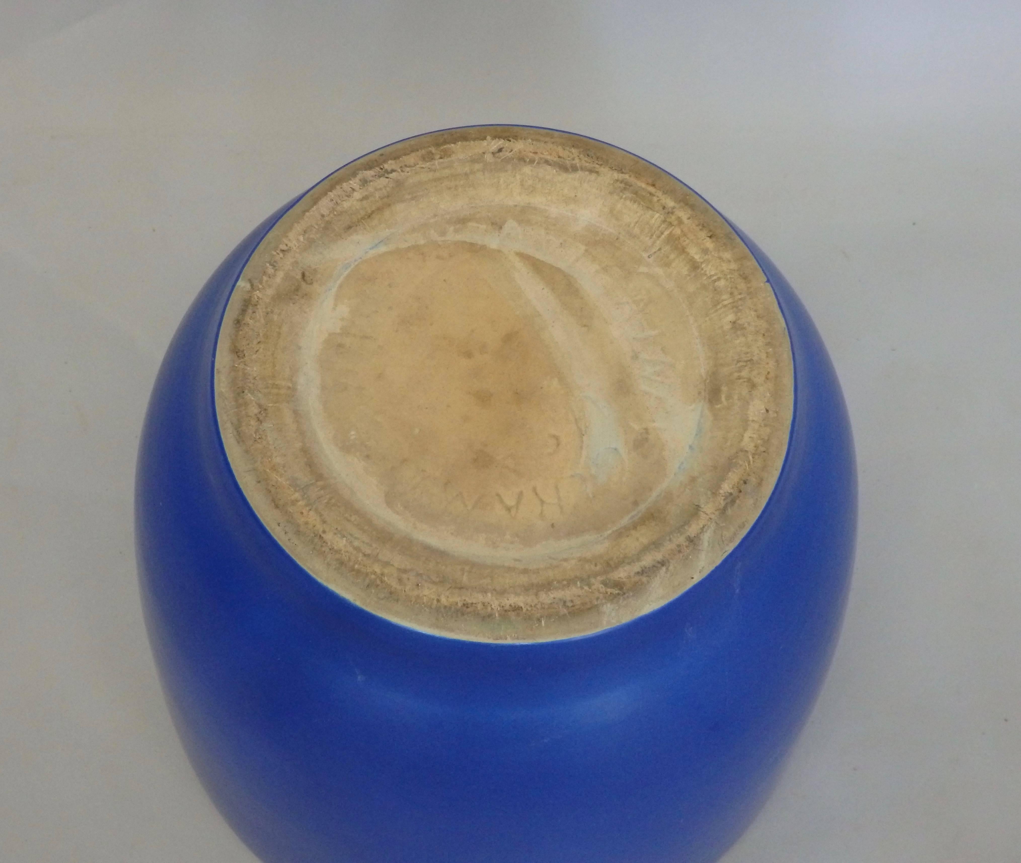 Gainey pottery planter pot in a rare blue glaze.