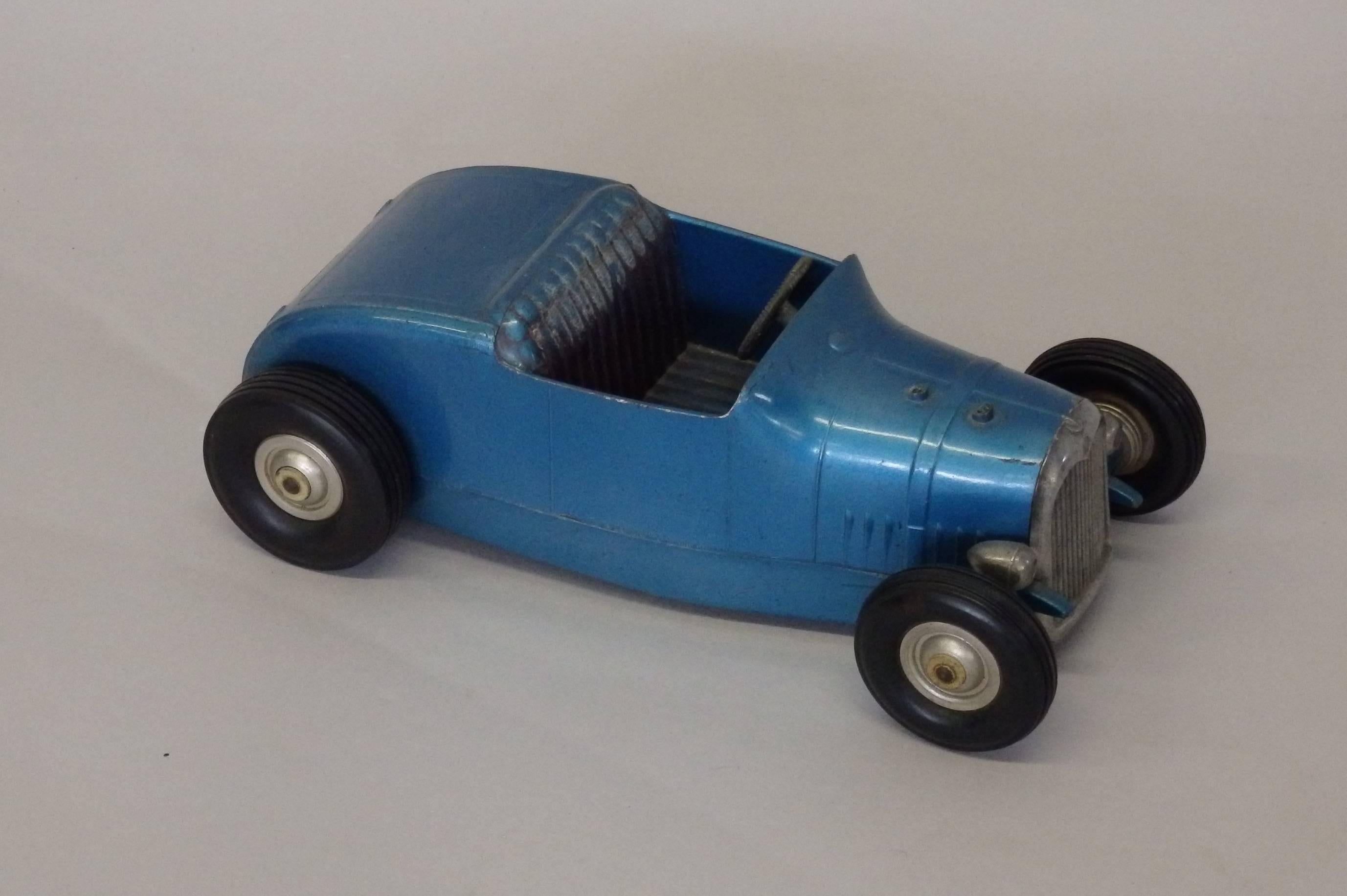 Vintage 1950-60's HERKIMER OK Cub Hot Rod Tether Car Seated Green Driver Figure 
