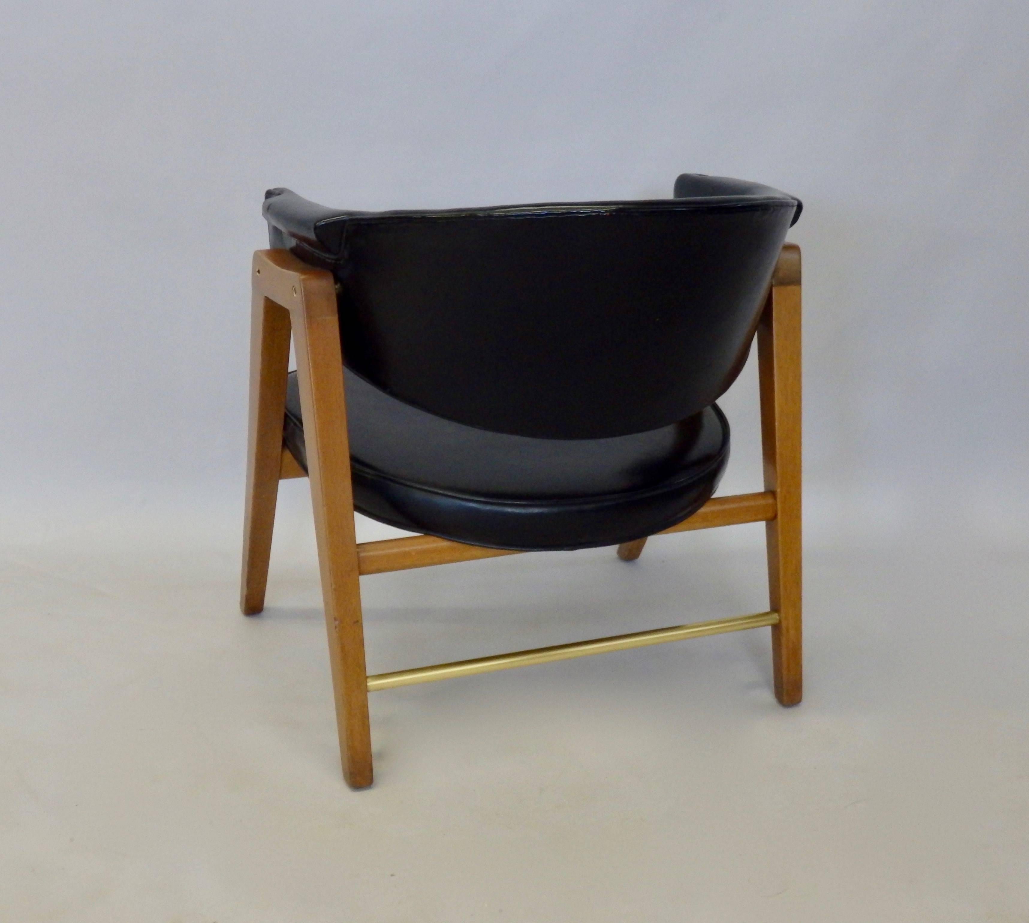 American Edward Wormley for Dunbar Lounge Chair with Black Leather