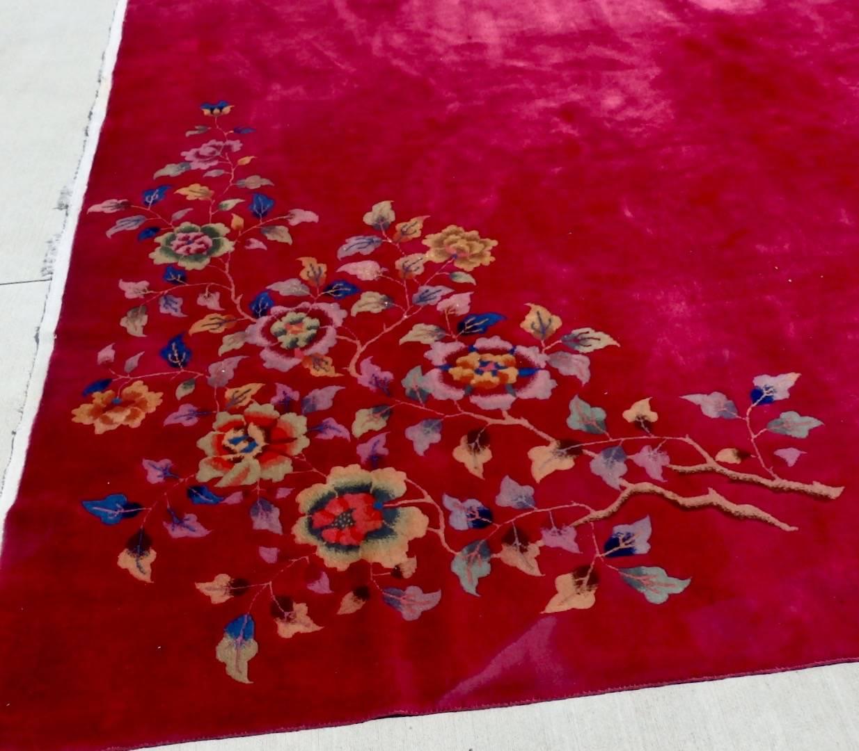 Hand-Knotted Nichols Chinese Art Deco Wool Rug For Sale