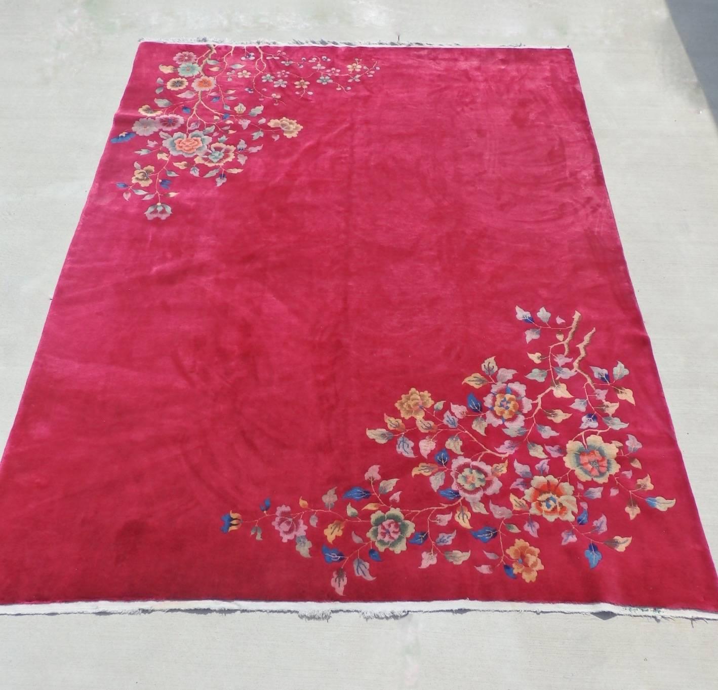 20th Century Nichols Chinese Art Deco Wool Rug For Sale