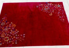 Nichols deep red Chinese Art Deco Wool Rug