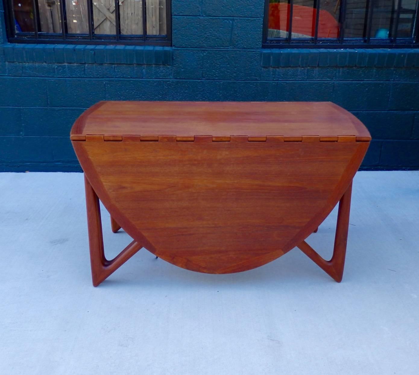 Mid-Century Modern Kurt Ostervig Danish Teak Drop-Leaf Dining Table