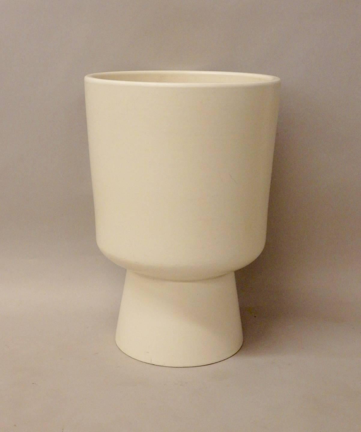 Mid-Century Modern Matte White Malcom Leland Architectural Pottery Planter Pot