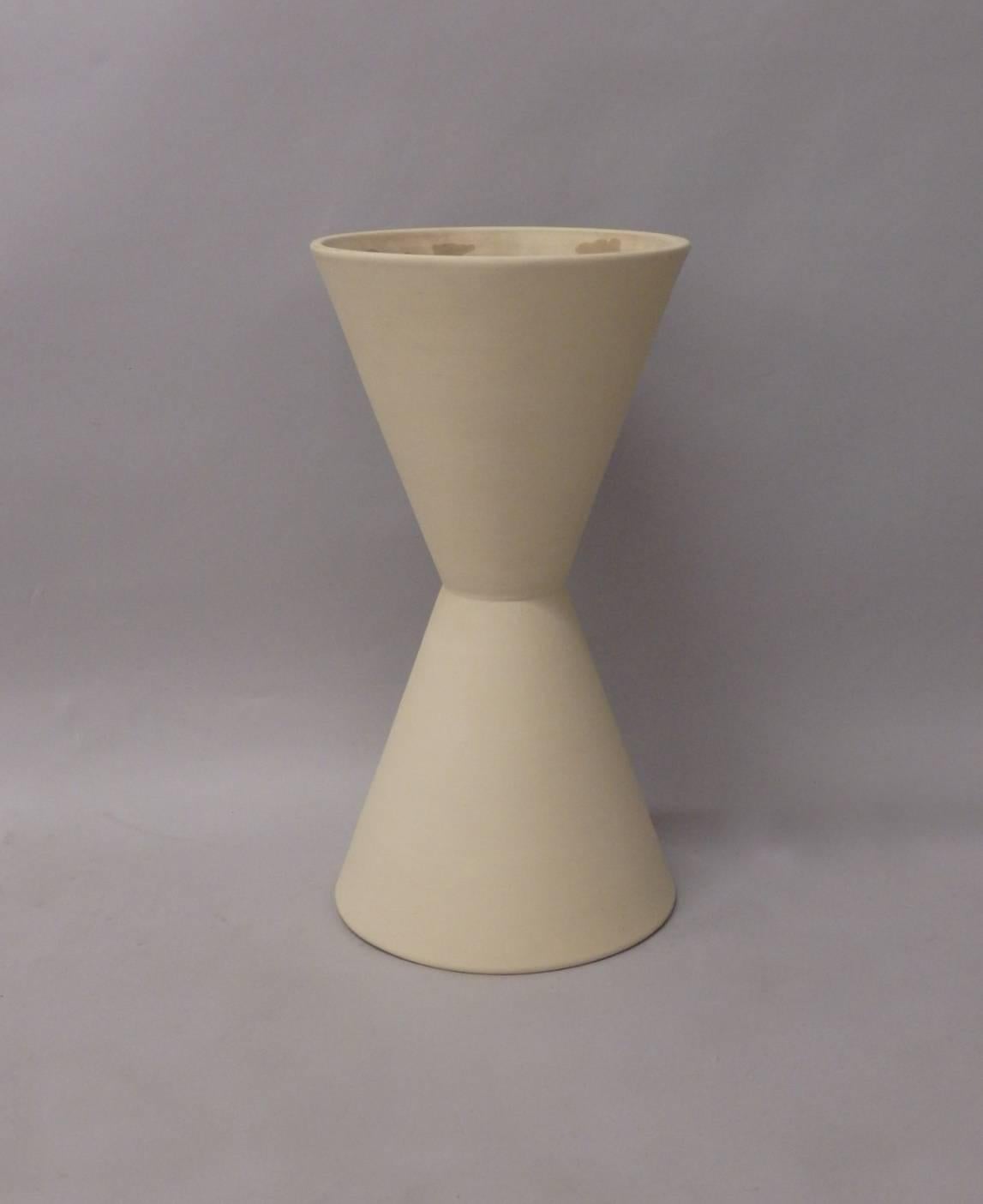 Early Lagardo Tackett for Architectural Pottery double cone planter pot. Pot is in bisque finish and clearly stamped Architectural Pottery.
