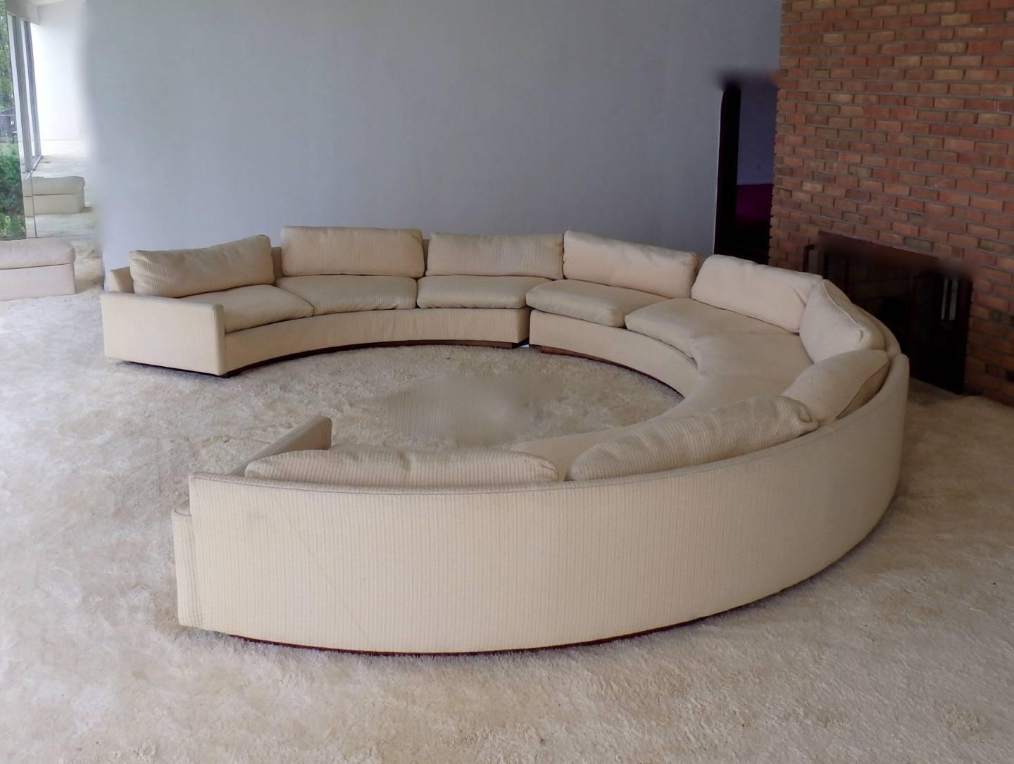 Upholstery Milo Baughman Three-Piece Circle Sectional Couch