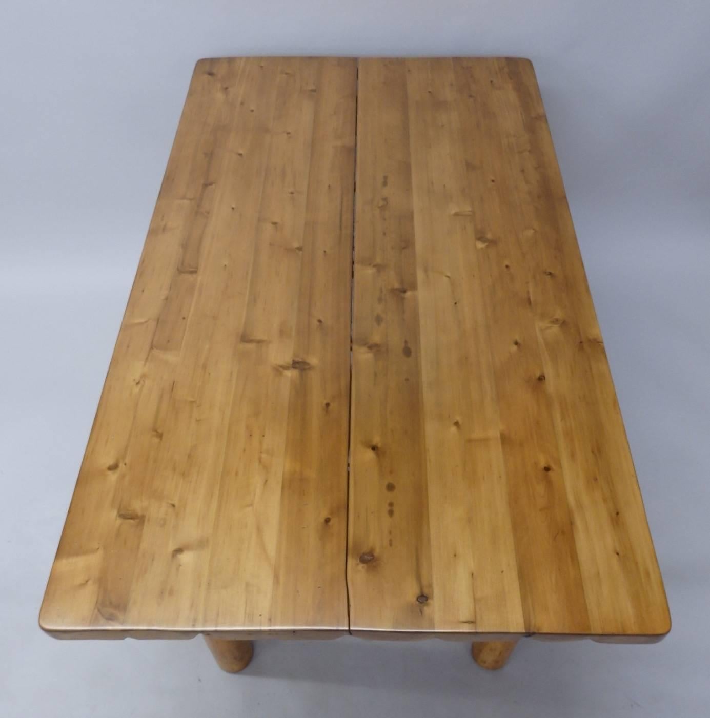 20th Century Knotty Pine Rustic Adirondack Cabin, Ranch or Cottage Dining Table with Benches For Sale