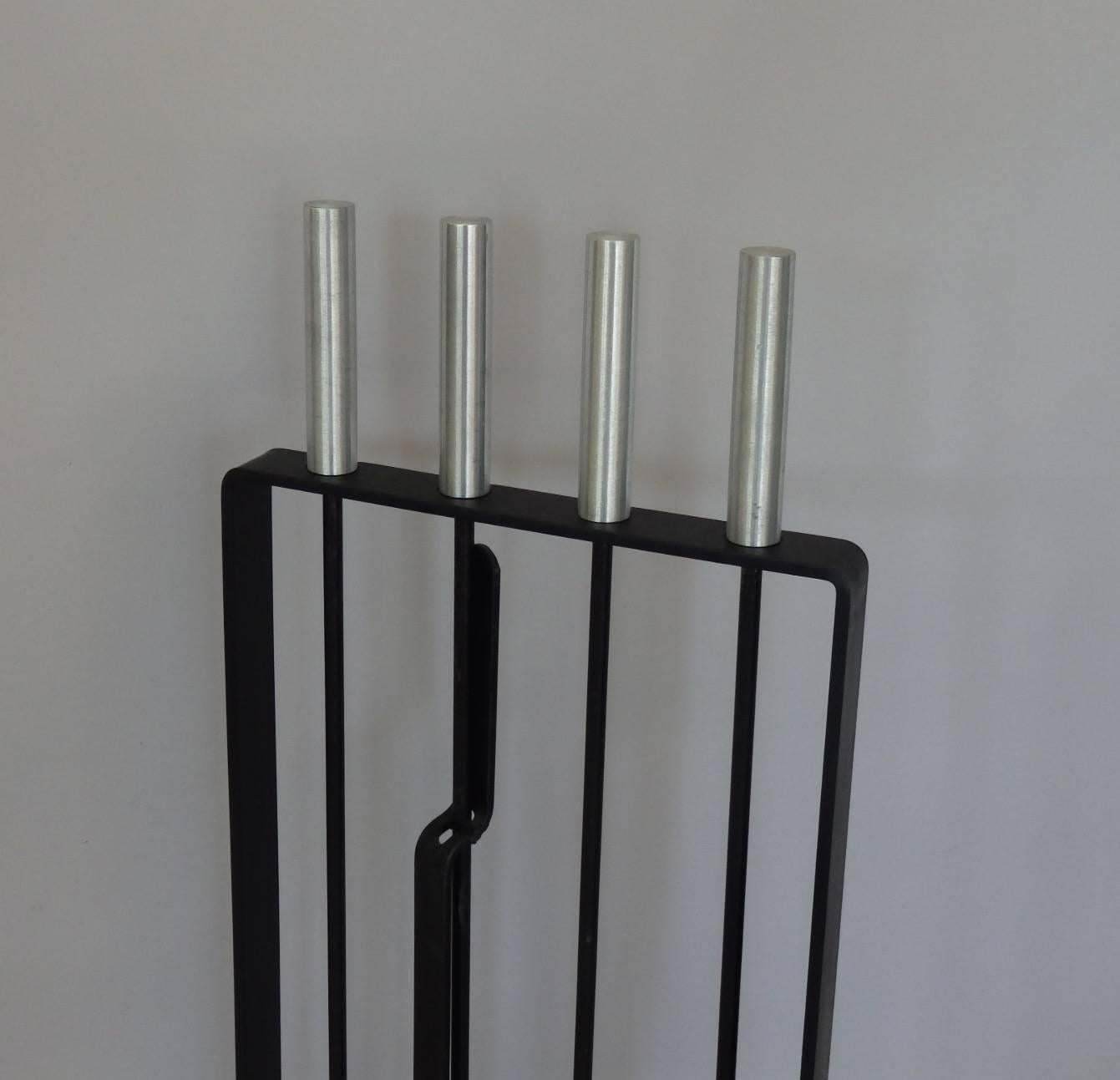 Mid-Century Modern Five-Piece Aluminum Handle Fire Tool Set by Pilgrim