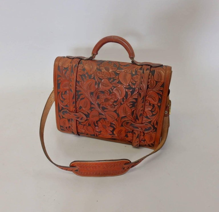 Outstanding Tooled Leather Briefcase by Alfonso Gun and Holster Hollywood at 1stDibs