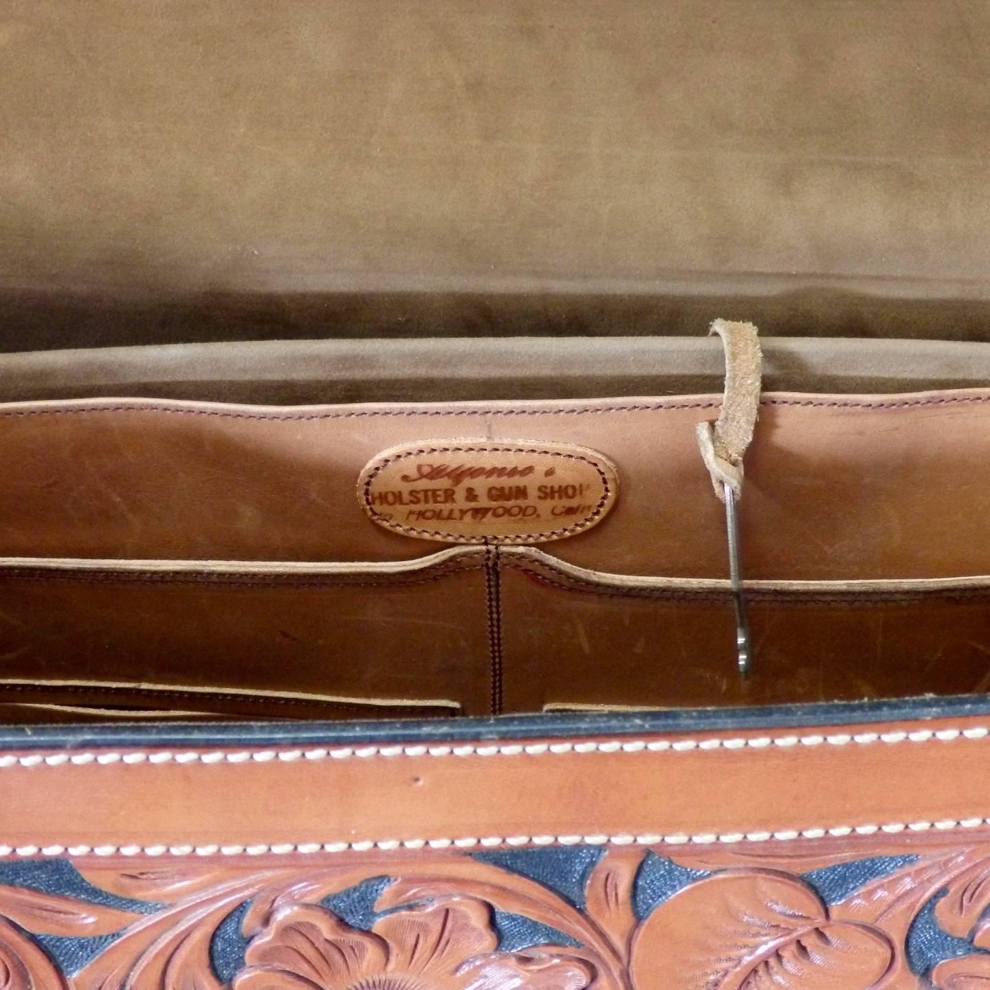 western tooled leather briefcase