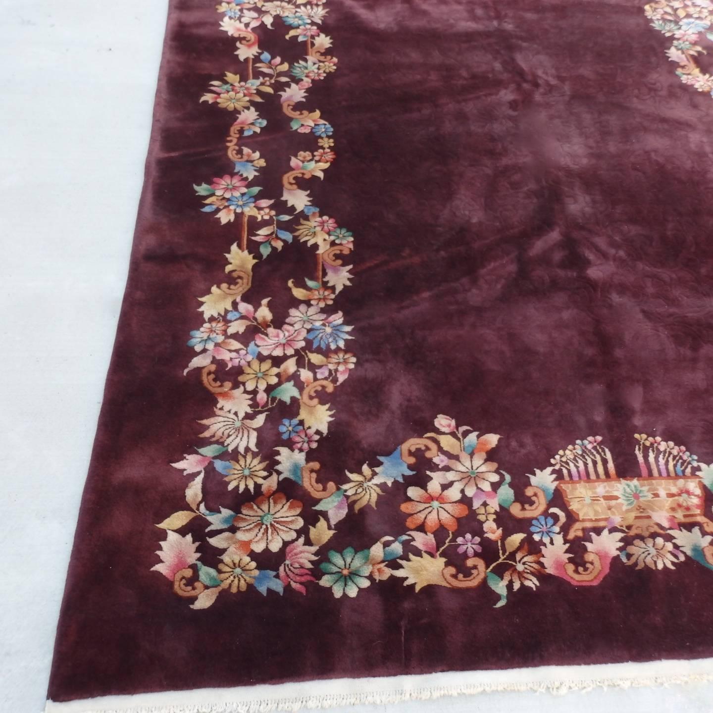 Nichols Chinese Art Deco Rug In Good Condition For Sale In Ferndale, MI